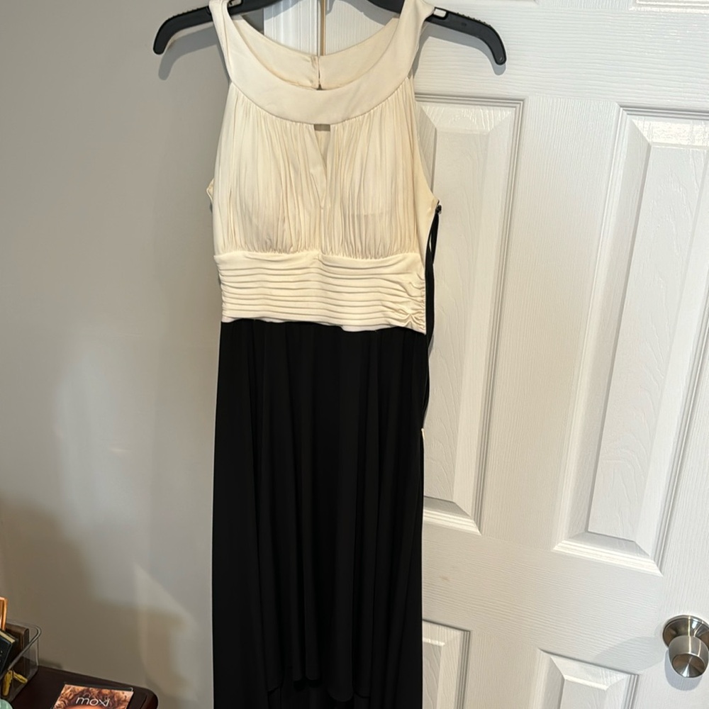 Black/white high/low dress